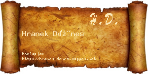 Hranek Dénes névjegykártya